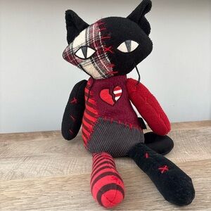 Emily the Strange Sabbath Goth Kitty Cat Plush Gothic Patchwork 16” Plush RARE
